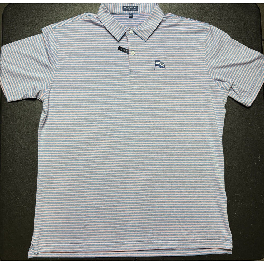 Peter Millar Polo Mens XL Blue And Pink Crown Crafted Golf Performance Stretch